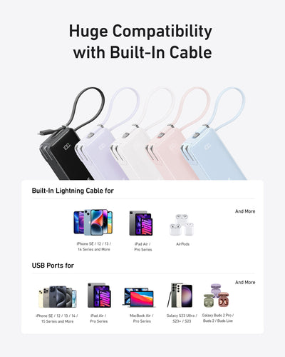 Anker Power Bank (10K, Fusion, Built-In Cable)