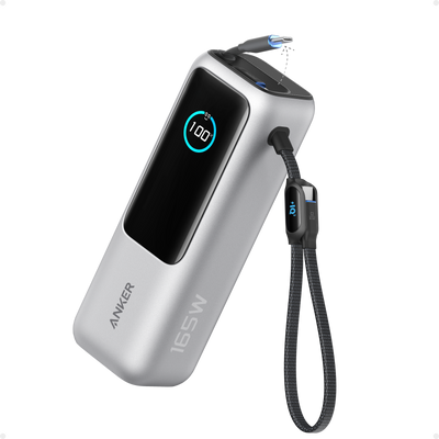 Anker Laptop Power Bank (25K, 165W, Built-In and Retractable Cables)