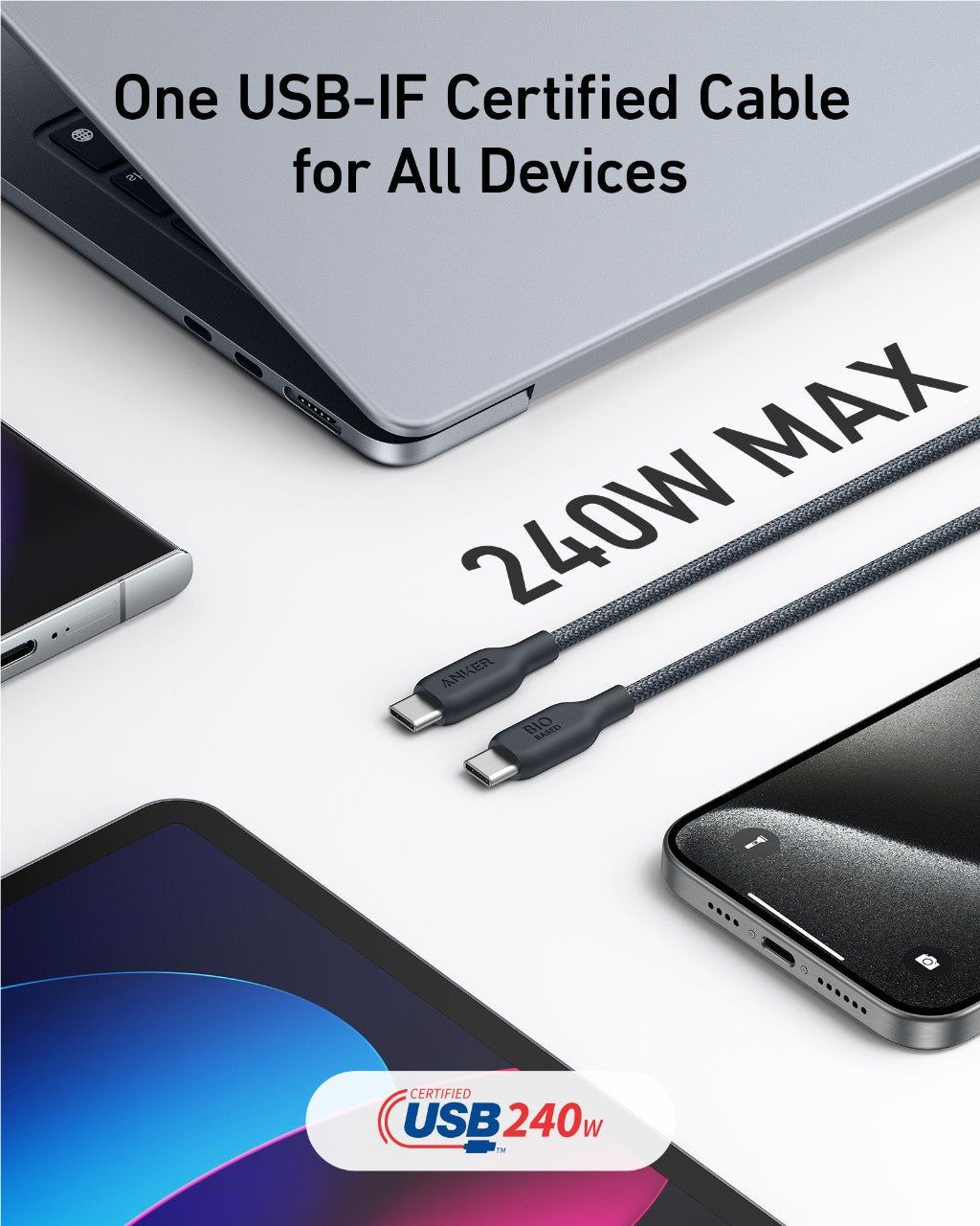 Anker 543 USB-C to USB-C Cable (240W, 10 ft)