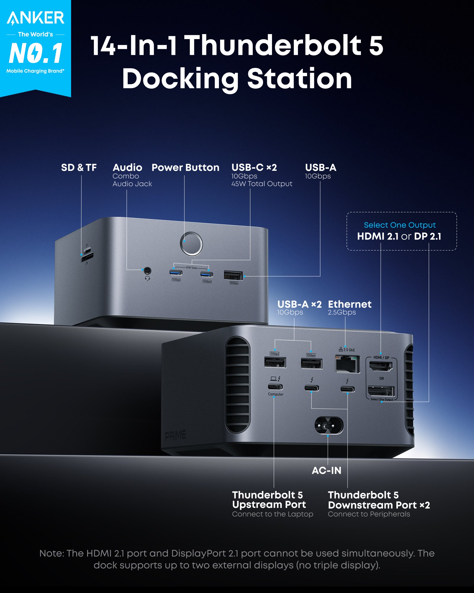 Anker Prime TB5 Docking Station (14-in-1, 8K, Thunderbolt 5)