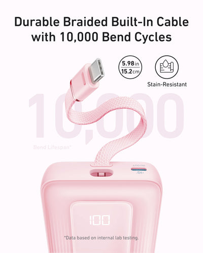Anker Zolo Power Bank (10K, 30W, Built-In USB-C Cable)