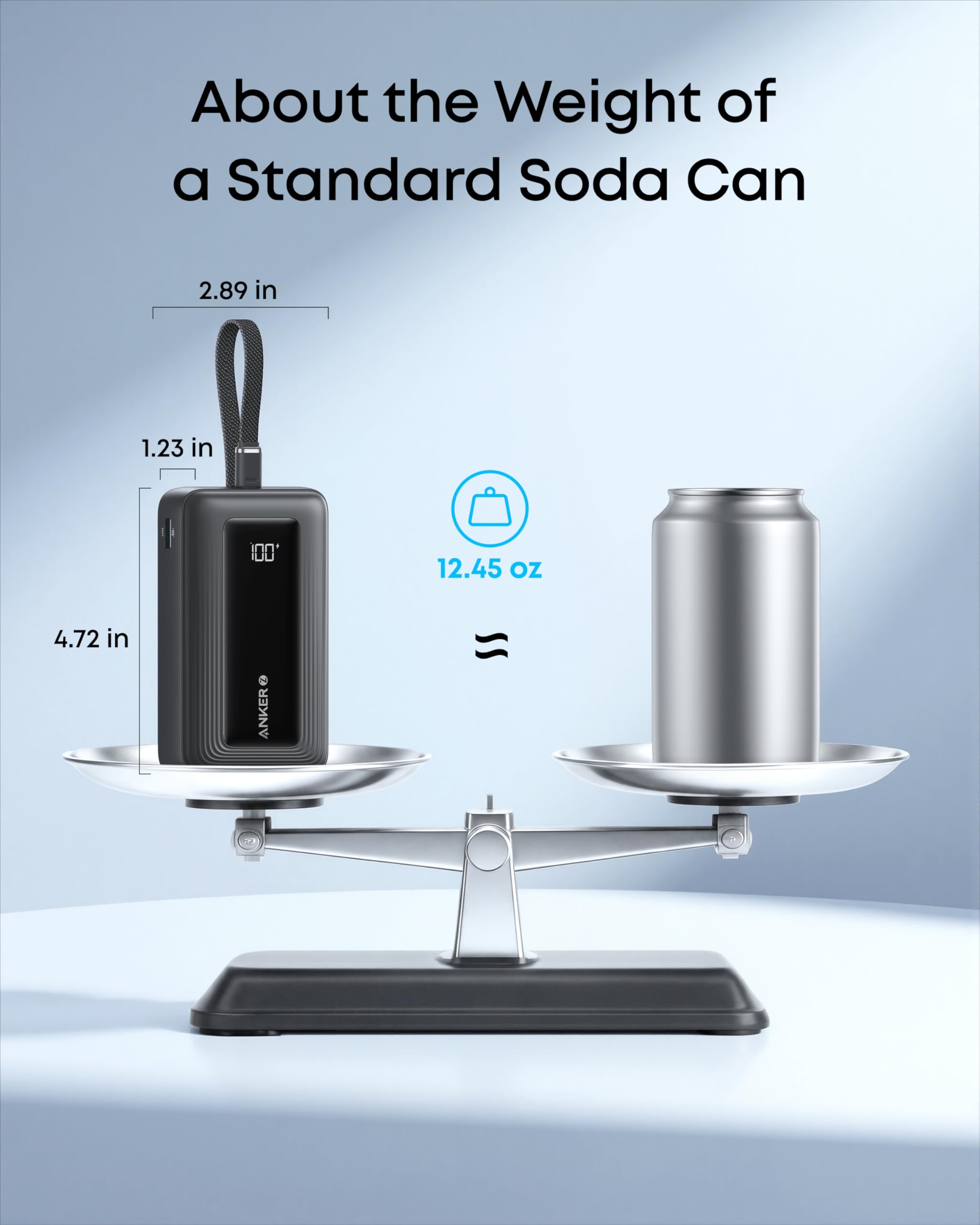 Anker Zolo Power Bank (10K, 30W, Built-In USB-C Cable)