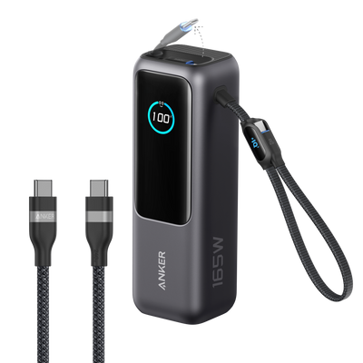 Anker Laptop Power Bank (25K, 165W, Built-In and Retractable Cables)