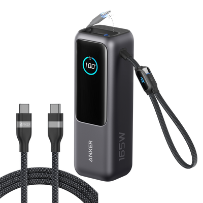 Anker Laptop Power Bank (25K, 165W, Built-In and Retractable Cables)