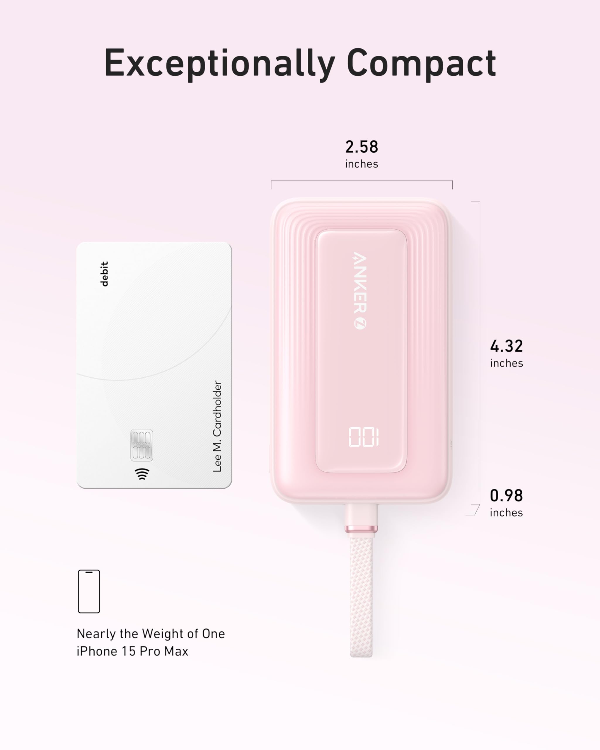 Anker Zolo Power Bank (10K, 30W, Built-In USB-C Cable)