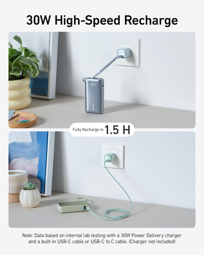 Anker Nano Power Bank (30W, Built-In USB-C Cable)
